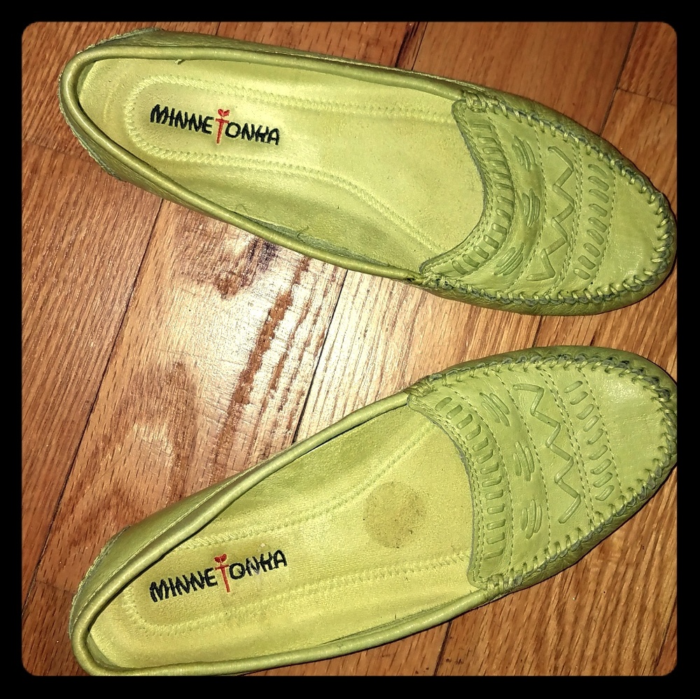 Lime Green Minnetonka Loafers